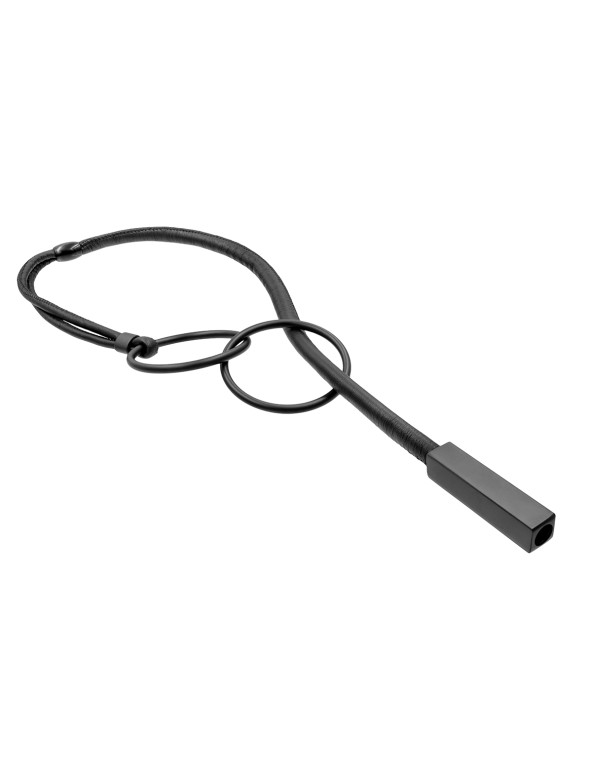 Long black necklace made of leather and...