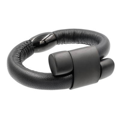 Adjustable bracelet made of leather and stainless steel