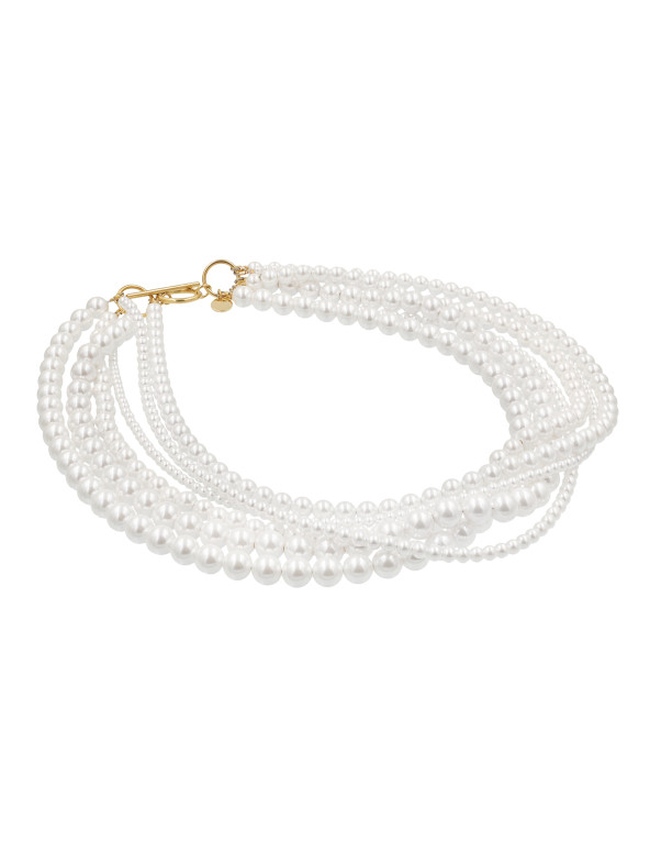White shell pearl necklace with stainless steel