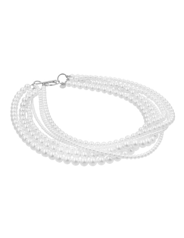 White shell pearl necklace with stainless steel