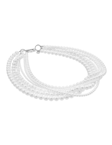White shell pearl necklace with stainless steel