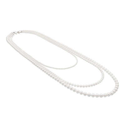 Long classic white pearl necklace