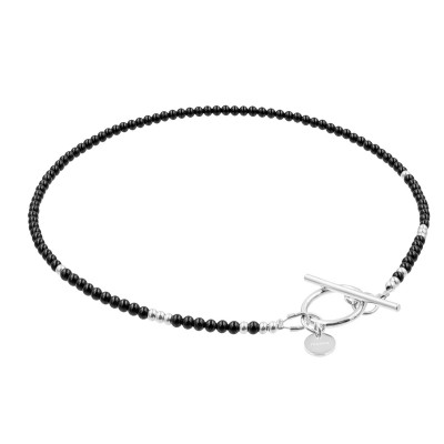 Delikatny naszyjnik z kamieni onyks i srebrnych kuleczek