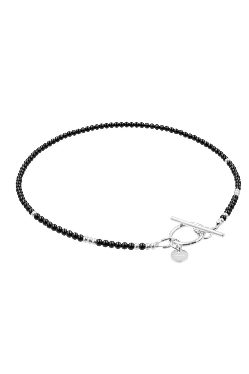 Delicate necklace with onyx stones and silver...