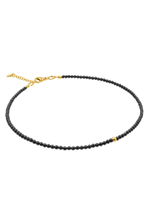 Delicate adjustable necklace made of onyx and decorative beads