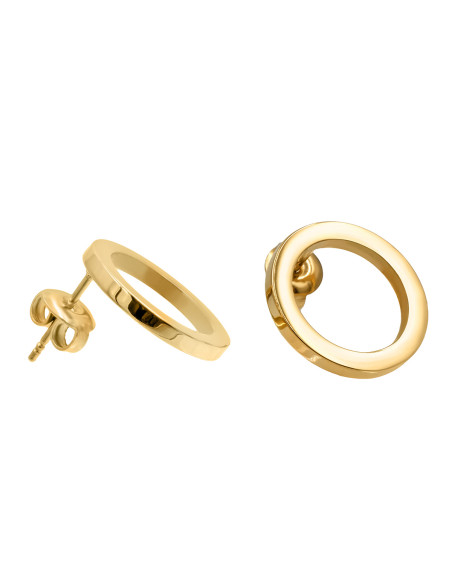 Delicate gold-plated stainless steel hoop earrings in gold color with stud fastening, minimalist and elegant design.