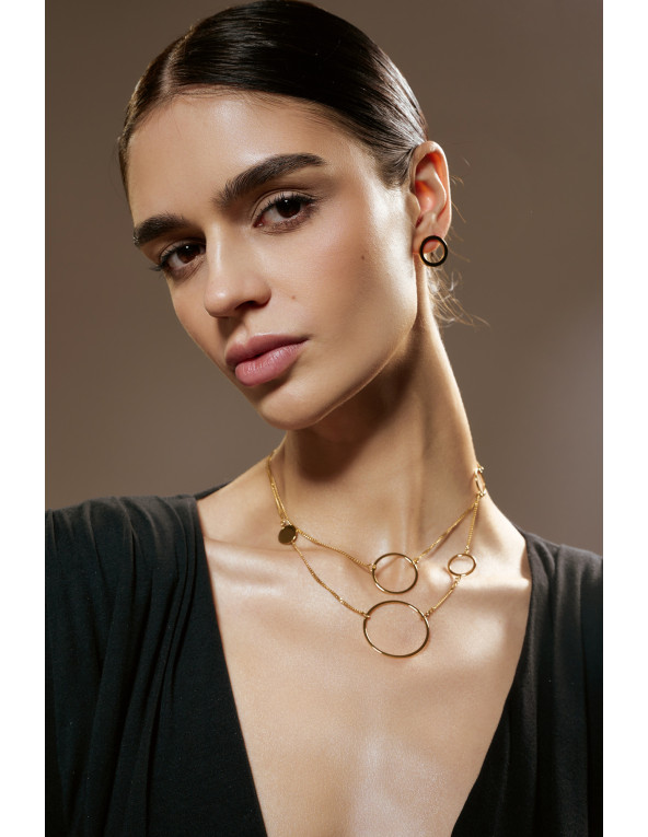 Delicate double circle necklace made of...