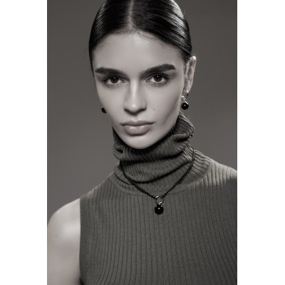 Sterling silver earrings with large black onyx stones 2