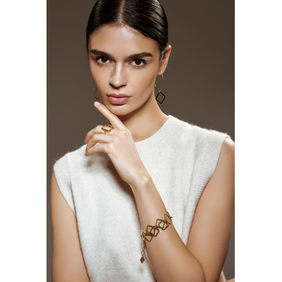 Long square earrings made of gold-plated sterling silver 925 2