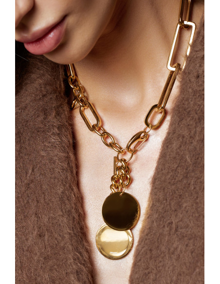 Gold-plated stainless steel necklace with large links