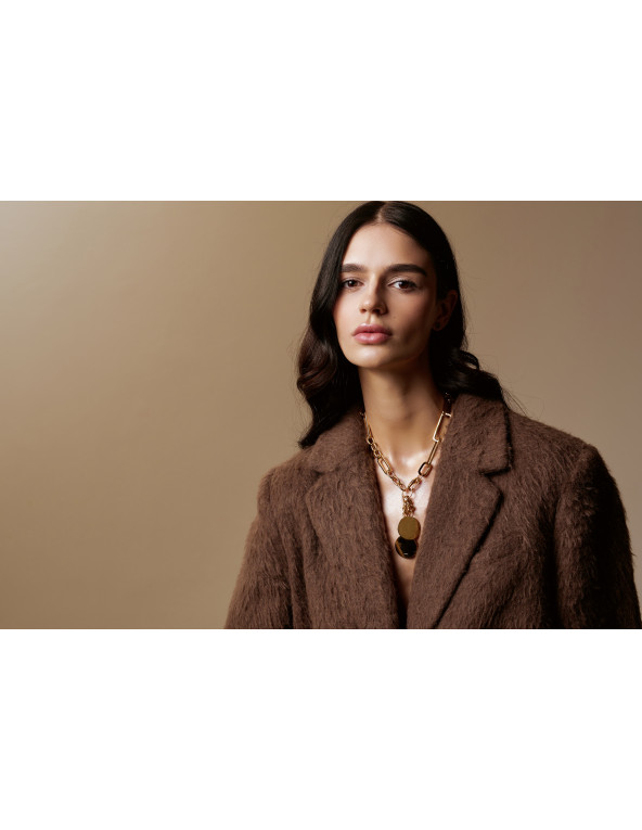 Gold-plated stainless steel necklace with large...