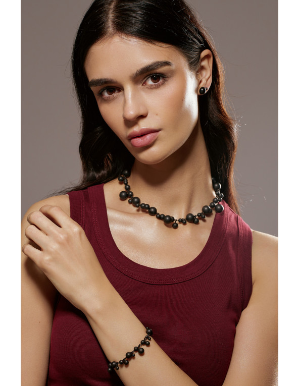 Original necklace made of black matt stainless...