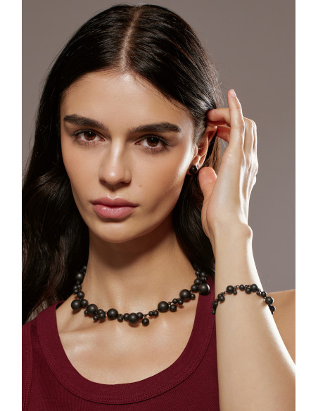 Original necklace made of black matt stainless steel