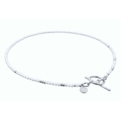 Subtelny naszyjnik z pereł shell oraz stali szlachetnej