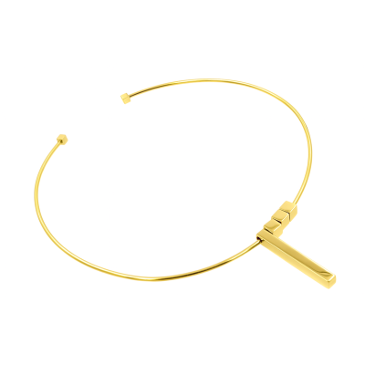 A gold-plated rigid necklace with delicate charms