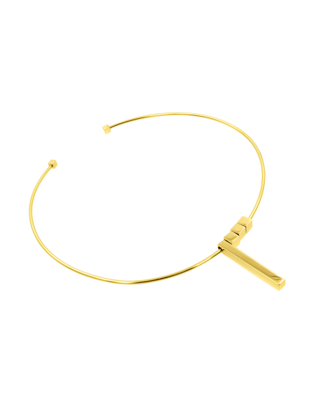 A gold-plated rigid necklace with delicate charms