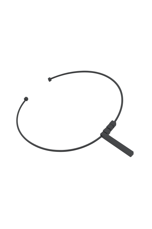 A delicate matte black stainless steel necklace with charms