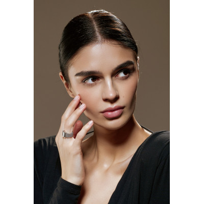 Modern ring made of stainless steel mesh and silver 925 2