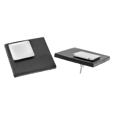 Square earrings made of natural leather and stainless steel in a modern style.
