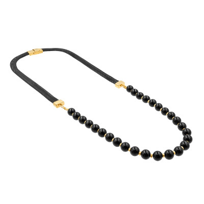 Modern necklace made of natural onyx and stainless steel