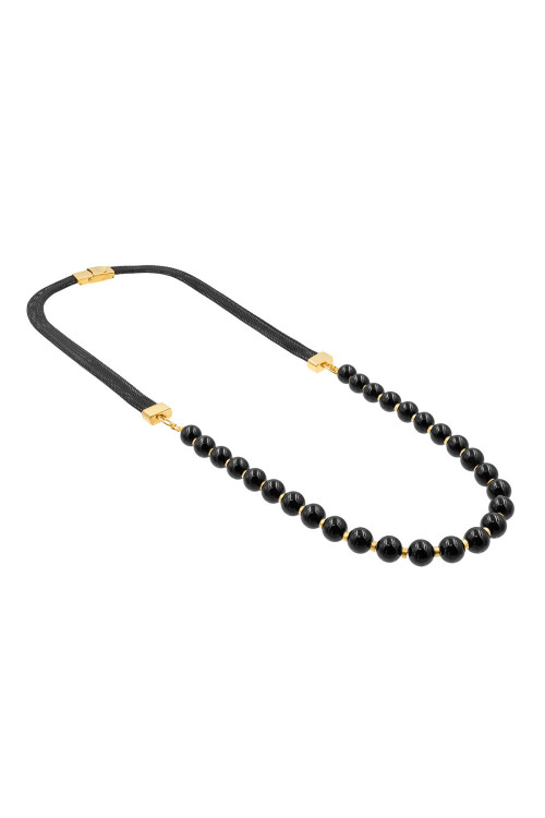 Modern necklace made of natural onyx and stainless steel