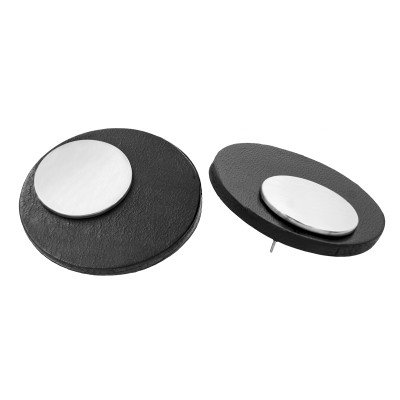 Minimalist leather earrings with satin stainless steel