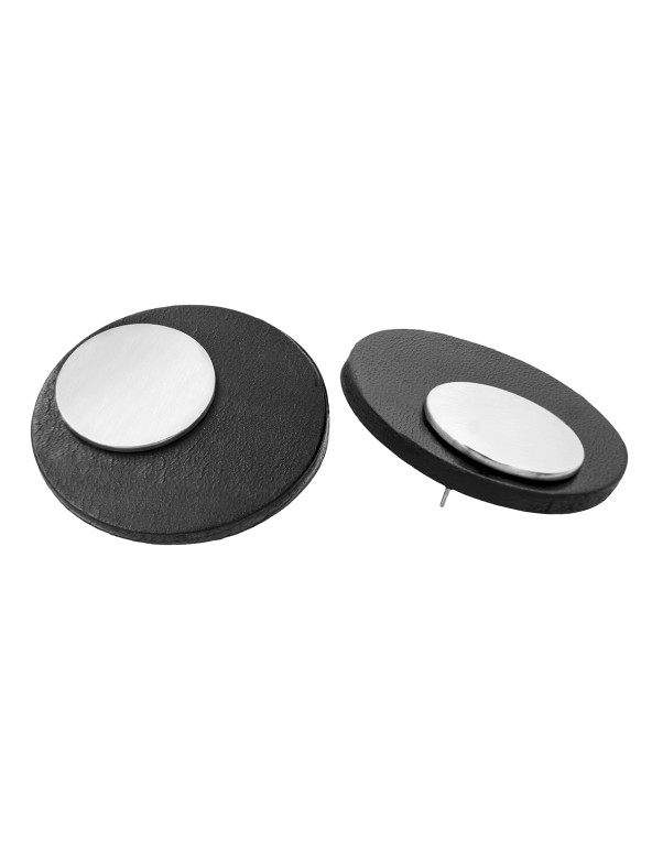 Minimalist leather earrings with satin stainless steel