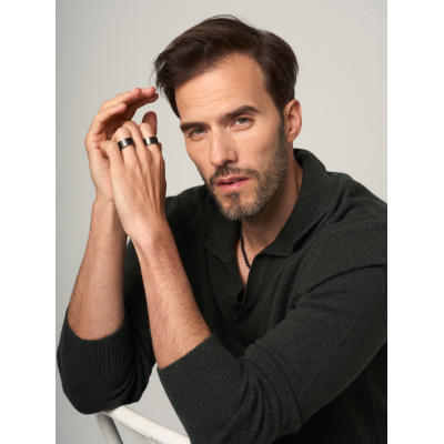 Men’s matte stainless steel ring with a simple, elegant satin finish. 2