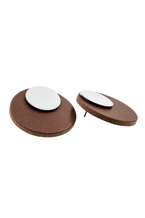 Hoop earrings made of leather and stainless steel - modern design