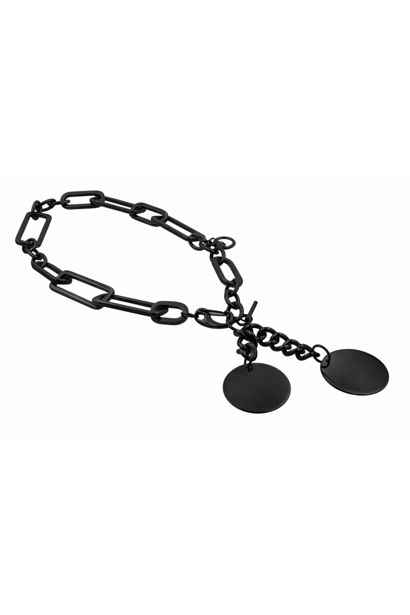 Black stainless steel necklace with large links | moora.eu