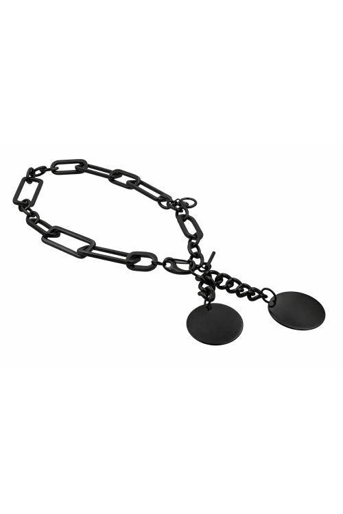 Black stainless steel necklace with large links | moora.eu