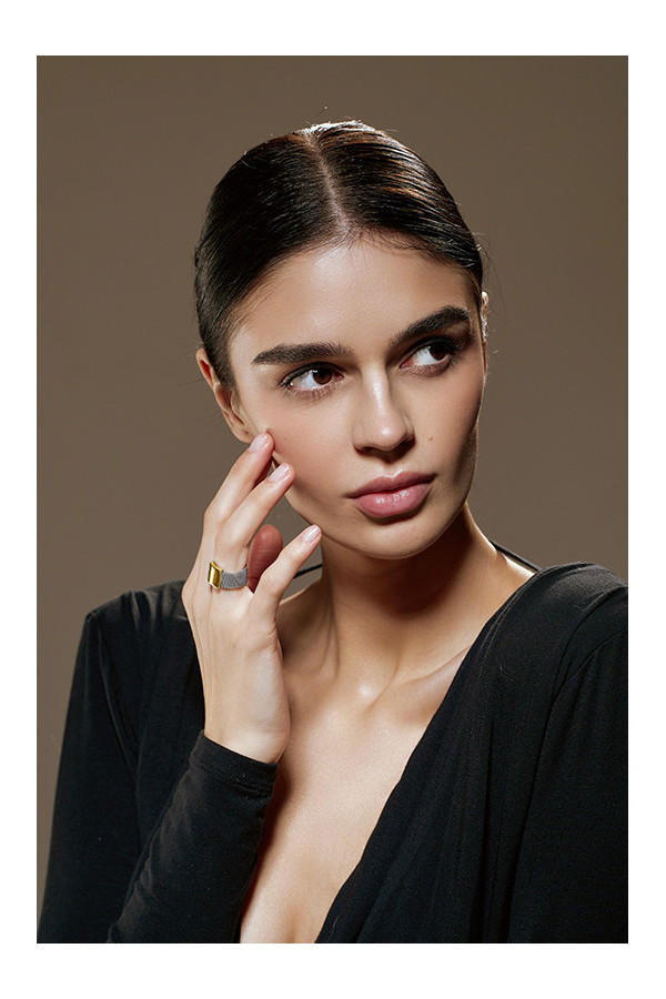 Ring made of steel mesh and gold-plated stainless steel 2