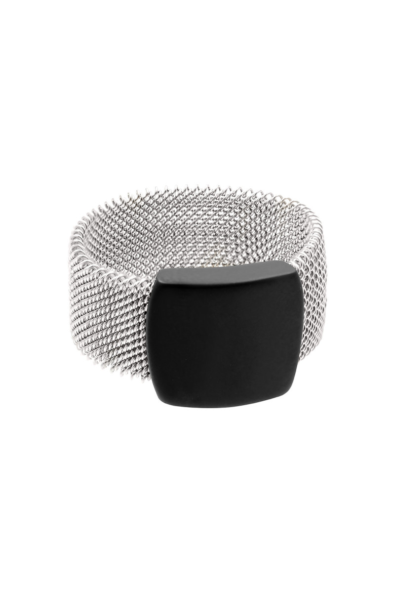 Ring made of steel mesh and black matt steel