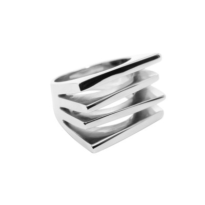 Modern stainless steel ring in silver color