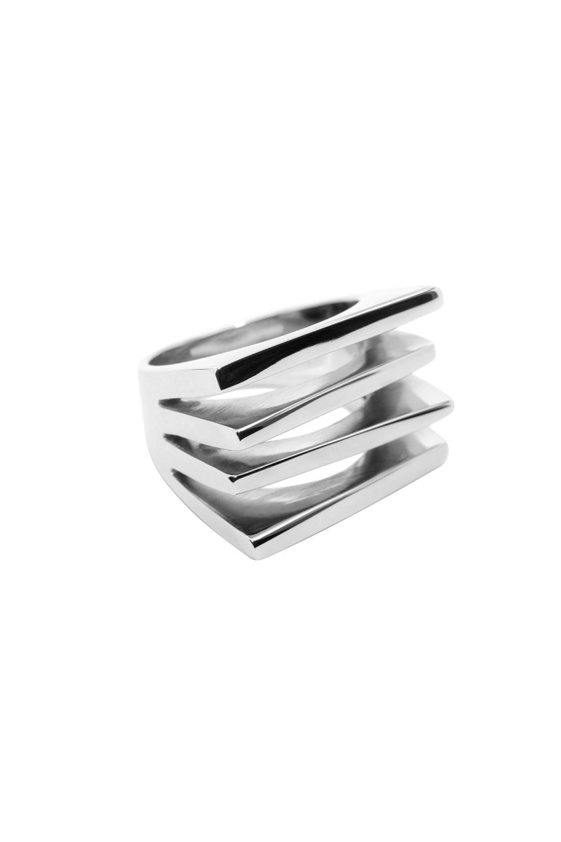 Modern stainless steel ring in silver color