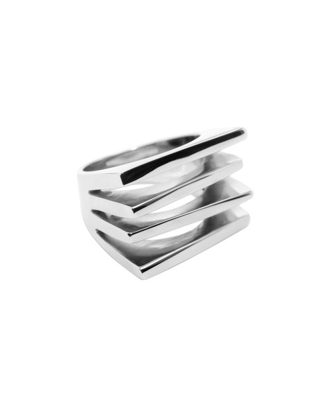 Modern stainless steel ring in silver color
