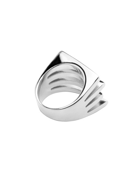 Modern stainless steel ring in silver color