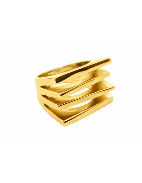 Modern gold-coloured stainless steel ring