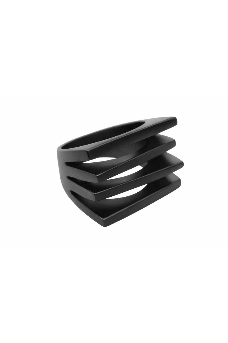 Modern stainless steel ring in black