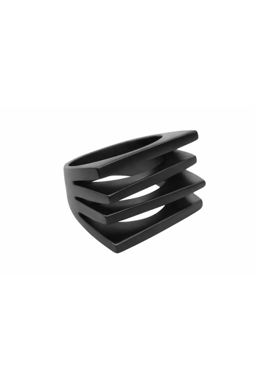 Modern stainless steel ring in black