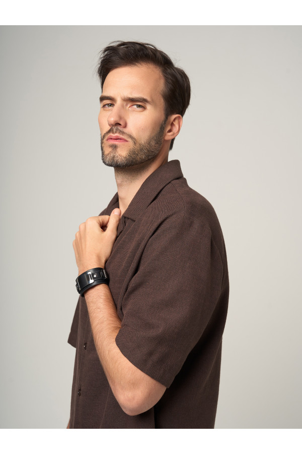 Regulowana czarna bransoleta ze ekologicznej skóry 2