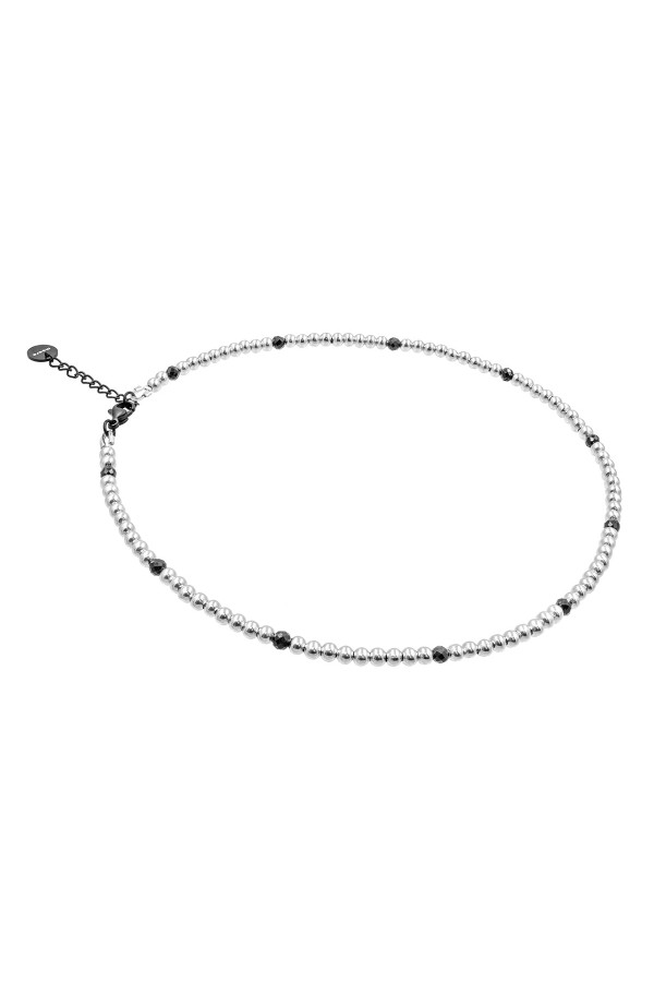 Necklace with tourmaline and silver beads, fastened with a lobster clasp