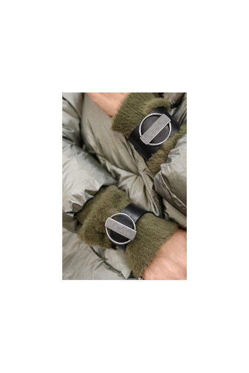 Black leather bracelet with matte steel – handmade accessory