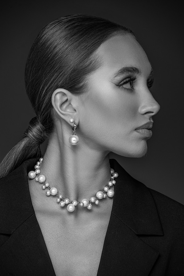Silver hoop earrings with large shell pearl 16 mm made of sterling silver 2