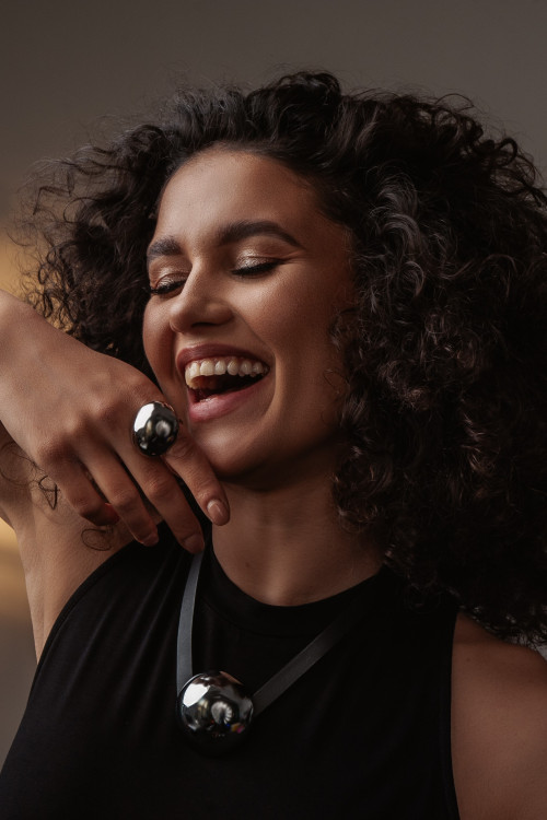 Leather necklace with steel sphere – minimalist and elegant | moora.eu