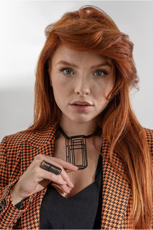 Large black matte stainless steel ring – minimalist modern jewelry