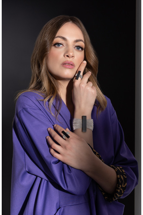 Black matte stainless steel mesh ring | moora.eu