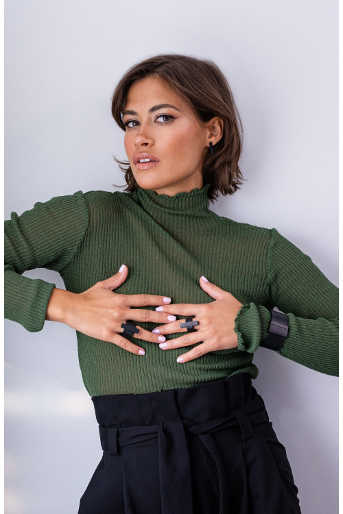 Leather and steel ring - wide, handmade | moora.eu