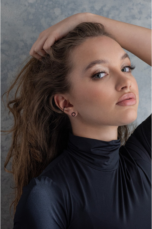 Matte black stainless steel hoop earrings – minimalist design