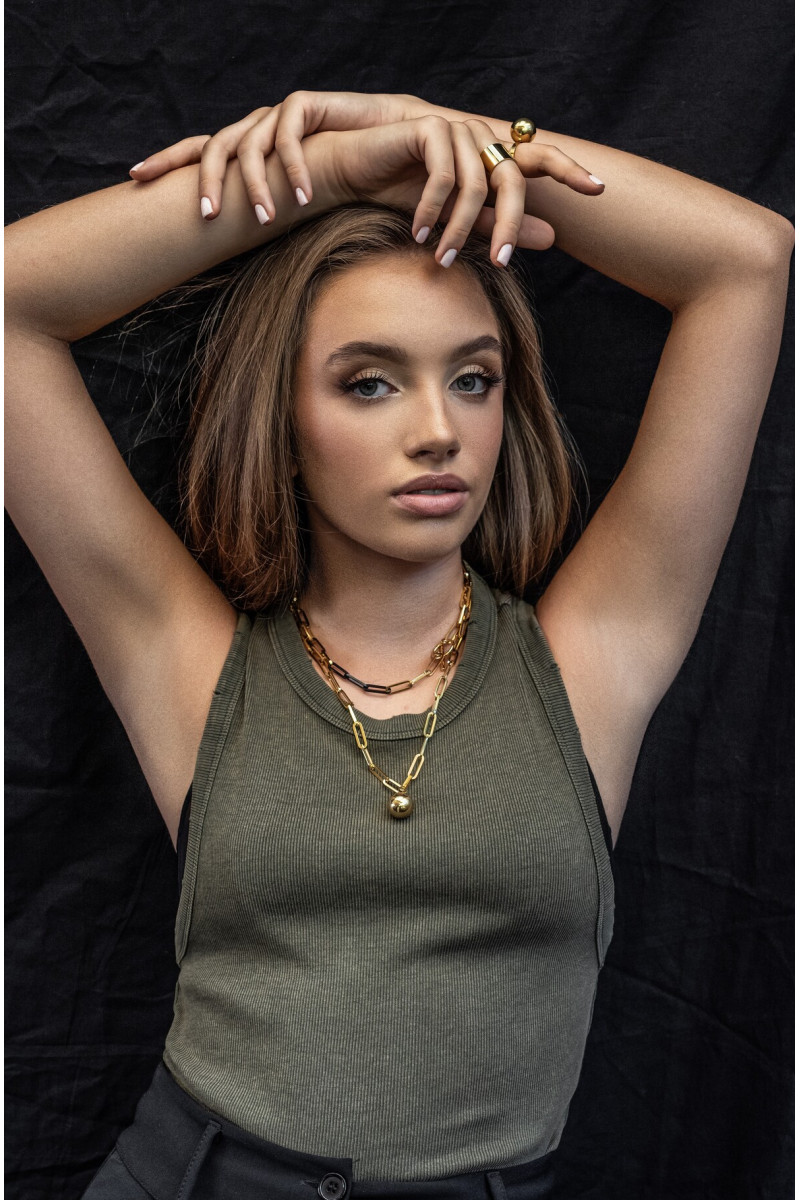 Short gold-plated stainless steel necklace with large links